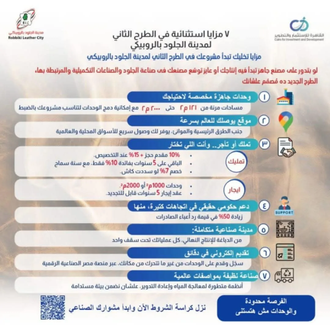 الصناعة تسلط الضوء على فوائد عرض 36 مصنعًا جاهزًا للعمل الفوري لإنتاج المنتجات الجلدية الجاهزة. الصناعة تسلط الضوء على فوائد عرض 36 مصنعًا جاهزًا للعمل الفوري لإنتاج المنتجات الجلدية الجاهزة.