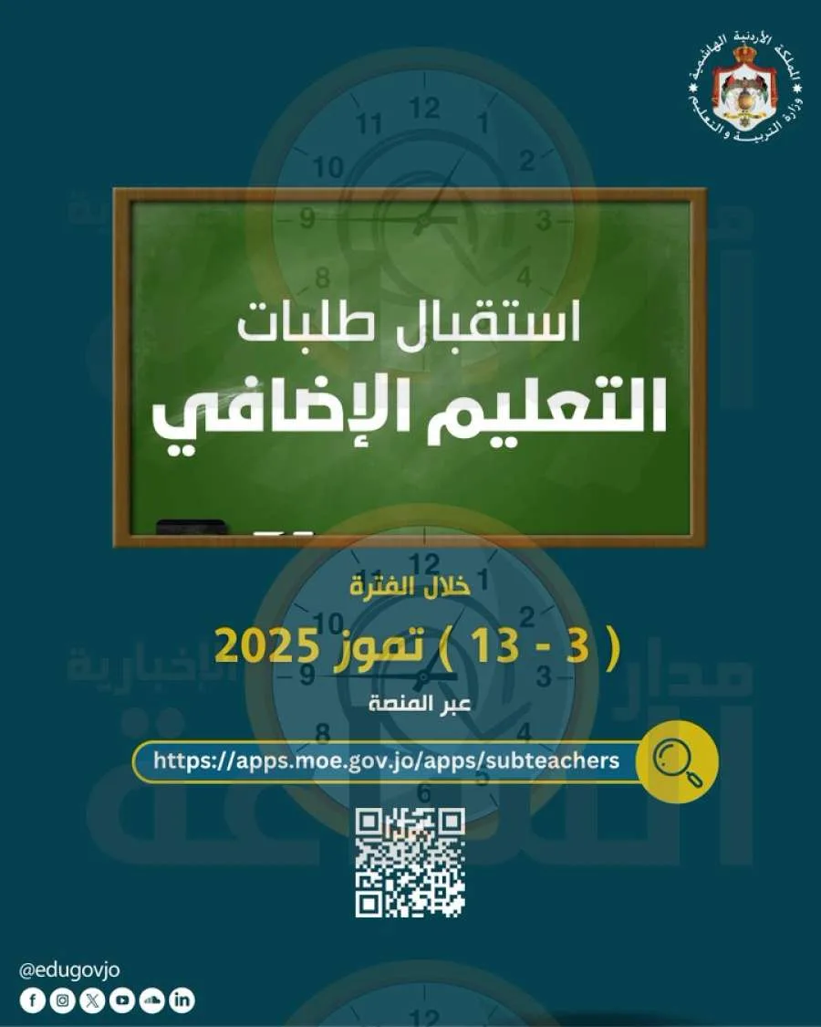 التربية تتيح الفرصة للتسجيل لوظائف التعليم الإضافي بدءًا من الغد (رابط التقديم) التربية تتيح الفرصة للتسجيل لوظائف التعليم الإضافي بدءًا من الغد (رابط التقديم)