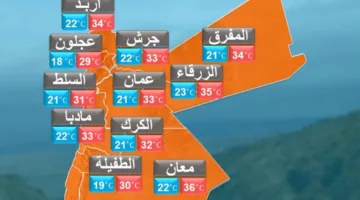 كتلة هوائية مرتفعة الحرارة والجفاف تتجه نحو الأردن.. ودرجات الحرارة تصل إلى 37 درجة.