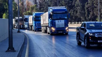 عبور قافلة المعونات المرسلة من الأردن إلى غزة يوم الخميس