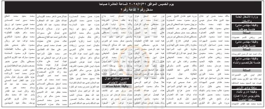 وزارة وهيئات تدعو مئات الأردنيين للمشاركة في اختبار توظيف (أسماء) | عاجل وزارة وهيئات تدعو مئات الأردنيين للمشاركة في اختبار توظيف (أسماء) | عاجل