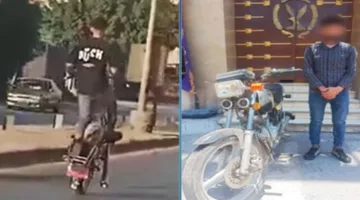 إلقاء القبض على سائق دراجة نارية قام بعرض حركات بهلوانية