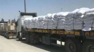 إيصال شاحنات مساعدات إلى معبر كرم أبو سالم لتوزيعها على الفلسطينيين في غزة