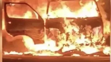 احتراق كامل.. النيران تلتهم ميكروباص على طريق “بنها – المنصورة”