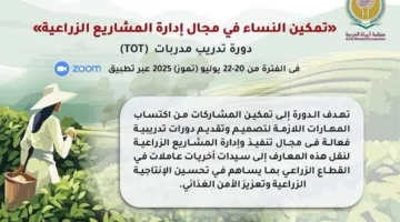 المنظمة العربية للمرأة تنظم برنامج تدريب للمدربات حول “تعزيز قدرة النساء في إدارة المشاريع الزراعية”