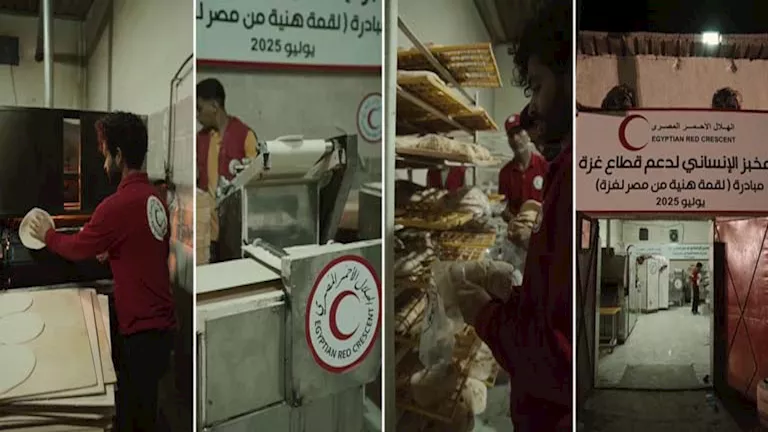 الهلال الأحمر المصري يرسل قوافل تحمل الخبز الطازج إلى غزة – صور