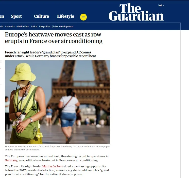 تكييف الهواء كأداة لإنقاذ الأرواح: الجدل الساخن حول خطة اليمين المتطرف في فرنسا تكييف الهواء كأداة لإنقاذ الأرواح: الجدل الساخن حول خطة اليمين المتطرف في فرنسا