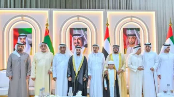 حاكم عجمان يشارك في احتفالات النعيمي والمسيبي في قاعة ‘البيت متوحّد’
