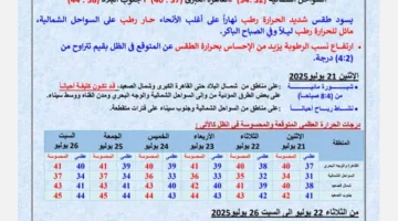 حالة الطقس ليوم الإثنين 21 يوليو 2025: زيادة تدريجية في درجات الحرارة وضباب كثيف