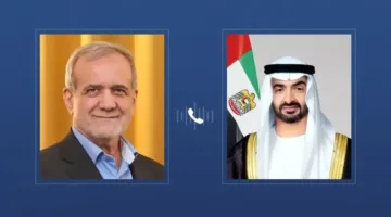 رئيسا الإمارات وإيران يناقشان العلاقات الثنائية والتطورات في المنطقة.