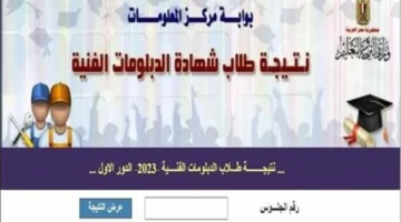رابط مباشر للحصول على نتائج الدبلومات الفنية 2025 باستخدام رقم الجلوس عبر بوابة التعليم الفني