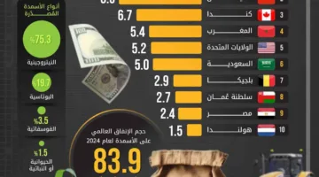 روسيا تحتل المرتبة الأولى عالمياً في تصدير الأسمدة لعام 2024