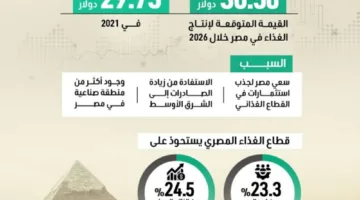 زيادة منتظرة في إنتاج الغذاء في مصر بحلول 2026