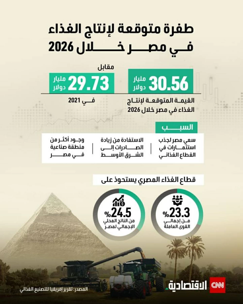 زيادة منتظرة في إنتاج الغذاء في مصر بحلول 2026
