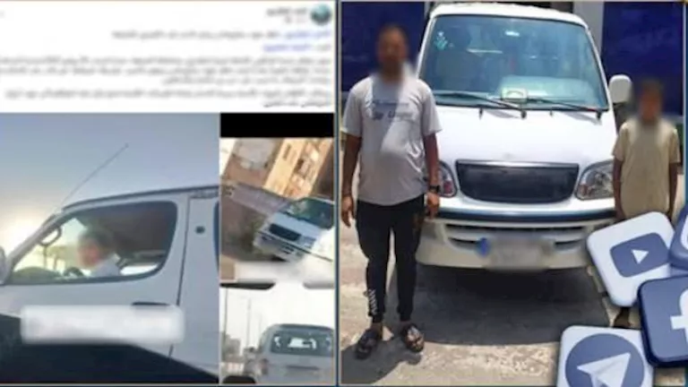 طفل يقود سيارة ميكروباص في الشرقية.