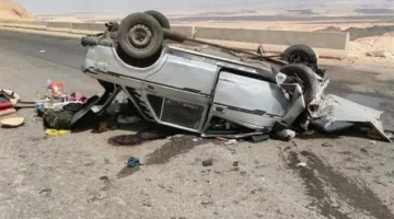 عائلة واحدة تتعرض لحادث انقلاب سيارة خاصة في الطريق الصحراوي بالمنيا: 8 مصابين