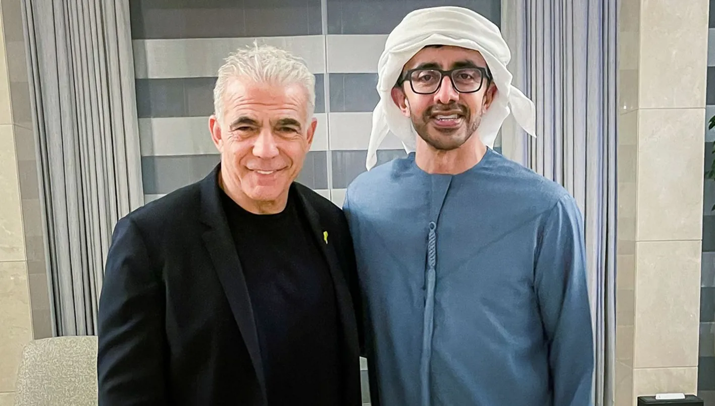 عبد الله بن زايد ولابيد يتباحثان حول جهود تحقيق هدنة في غزة عبد الله بن زايد ولابيد يتباحثان حول جهود تحقيق هدنة في غزة