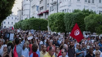 مظاهرة في تونس تأييدًا للشعب الفلسطيني