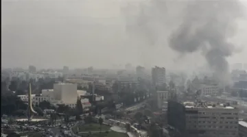 نشوب حريق حول قصر الشعب في دمشق، العاصمة السورية