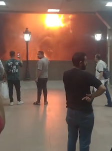 حريق عدد محلات بميدان المؤسسة بالقرب من محطة مترو شبرا الخيمة