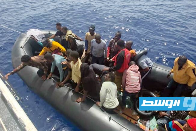 مهاجرون جرى إنقاذهم قبالة سواحل زوارة (الإدارة العامة لأمن السواحل)