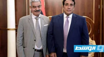 المنفي يعبّر لمبعوث الرئيس الفلسطيني عن استنكاره لعمليات الإبادة والتجويع في غزة