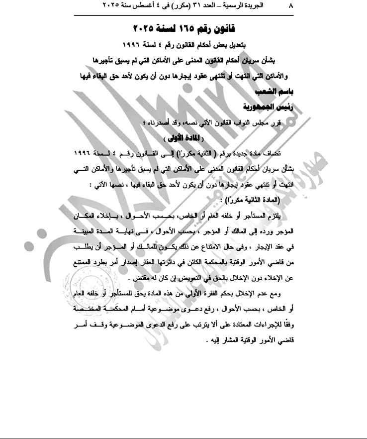 بعد التصديق عليه.. نص قرار قانون الإيجار القديم