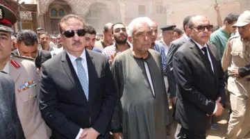 محافظ المنوفية يشارك في الجنازة العسكرية للرائد أحمد حافظ في قريته طه شبرا بقويسنا