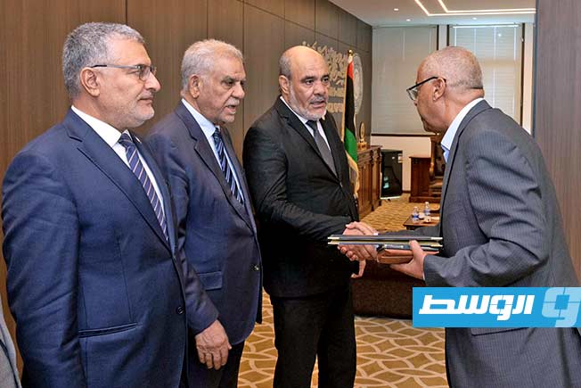 مراسم أداء اليمين القانونية لعضو المجلس الأعلى للدولة الجديد ضو الترهوني، الخميس 7 أغسطس 2025. (صفحة المجلس على فيسبوك)
