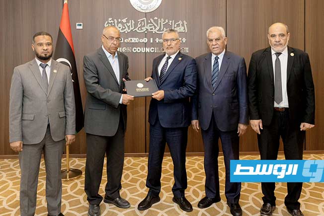 مراسم أداء اليمين القانونية لعضو المجلس الأعلى للدولة الجديد ضو الترهوني، الخميس 7 أغسطس 2025. (صفحة المجلس على فيسبوك)