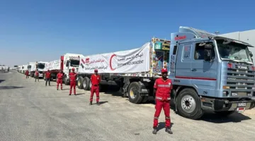 الهلال الأحمر المصري يرسل 3 آلاف طن من المساعدات الغذائية والإغاثية لليوم العاشر على التوالي