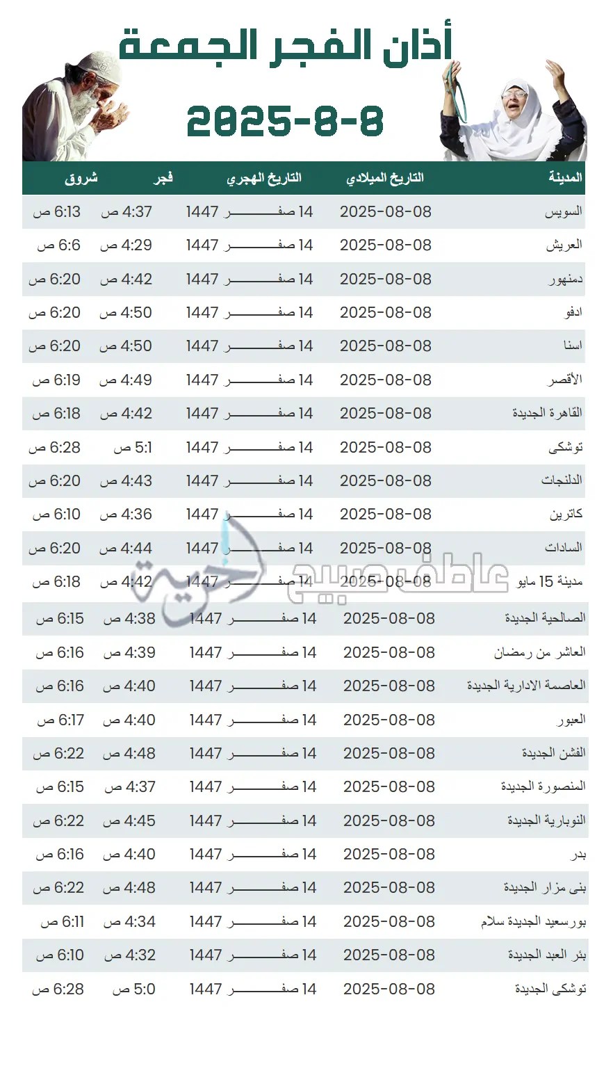 إنفوجراف أذان الفجر الجمعة - هيئة المساحة