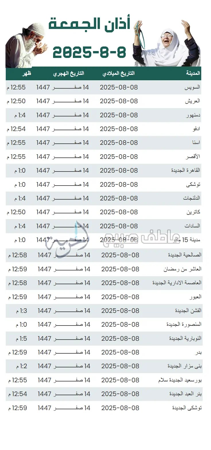 إنفوجراف أذان الجمعة - مواقيت الصلاة