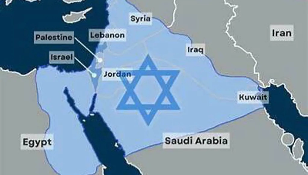 اسرائيل الكبرى كما يريدها نتنياهو (انترنت).