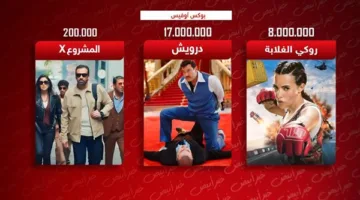 بوكس أوفيس: درويش يتصدر بإيرادات 17 مليون، وروكي الغلابة يحقق 8 ملايين، ومشروع X يحقق 200 ألف فقط