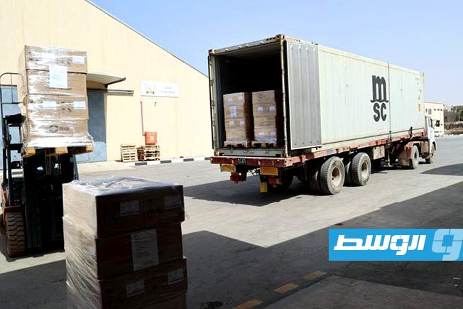 شحنة الأدوية العامة التي وصلت مخازن الإمداد الطبي، الخميس 28 أغسطس 2025. (جهاز الإمداد الطبي)