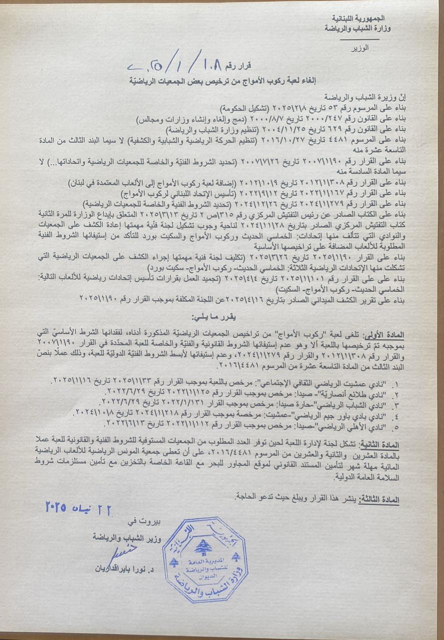 إلغاء لعبة ركوب الأمواج من ترخيص بعض الجمعيات الرياضية