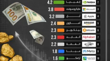 أعلى الأصول قيمة على مستوى العالم: الذهب في المقدمة والتكنولوجيا تهيمن