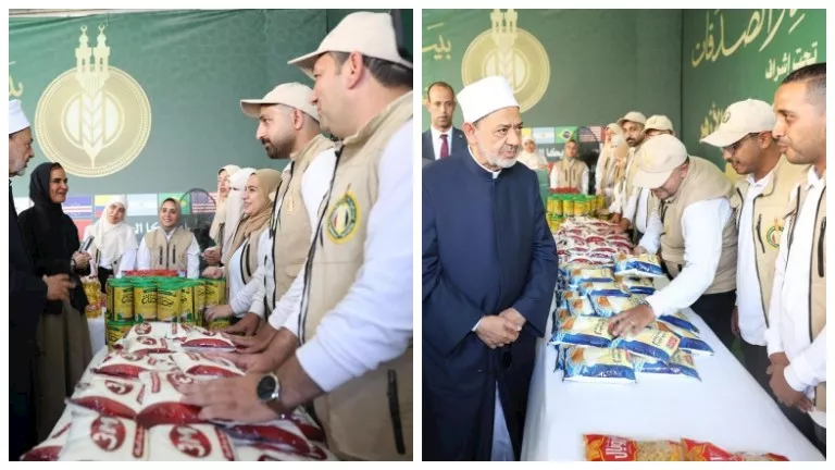 الأزهر يؤيد فلسطين.. الإمام الأكبر يتفقد قافلة إغاثة من بيت الزكاة