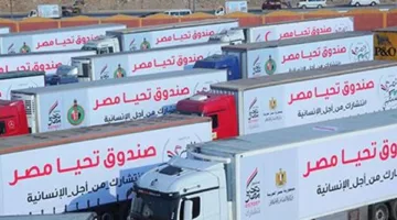 الدفع الأولى من قافلة المساعدات الإنسانية الثامنة تتجه من مصر إلى قطاع غزة