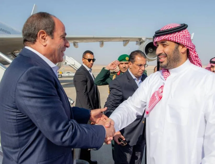 السيسي ومحمد بن سلمان يؤكدان معارضتهما لعمليات تهجير الفلسطينيين. السيسي ومحمد بن سلمان يؤكدان معارضتهما لعمليات تهجير الفلسطينيين.