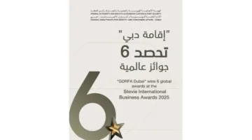 «الهوية وقضايا الأجانب في دبي» تعزز مكانتها العالمية بحصولها على ست جوائز في ستيفي الدولية للأعمال.