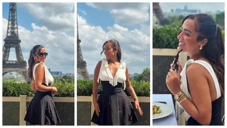 بعد ظهورها مع تامر حسني.. آية سليم تتألق بإطلالة جريئة أمام برج إيفل