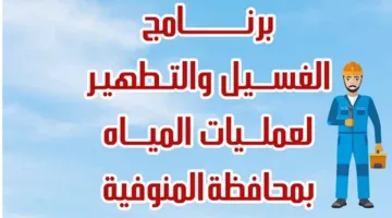 تجنبوا استخدام المياه.. إليكم جدول تنظيف الشبكات في أغسطس بالمنوفية.