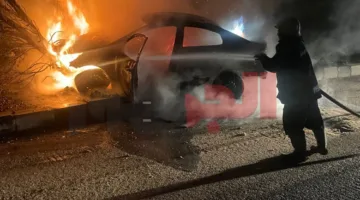 تصادمت.. إصابة 5 أفراد جراء حريق سيارة على طريق الضبعة