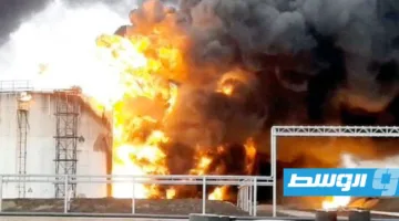حريق في مستودع نفط روسي نتيجة هجوم أوكراني بواسطة الطائرات المسيرة