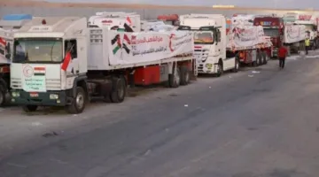 قافلة المساعدات المصرية الثامنة تحت عنوان ‘زاد العزة’ تتوجه إلى غزة عبر معبر رفح