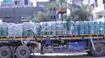 قافلة مساعدات سعودية جديدة تصل إلى وسط قطاع غزة من مركز الملك سلمان