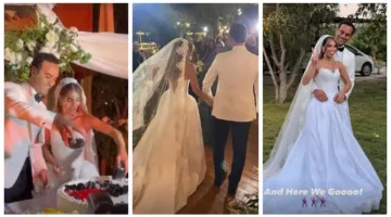 20 صورة.. هاجر السراج تحتفل برقصها مع زوجها في حفل الزفاف